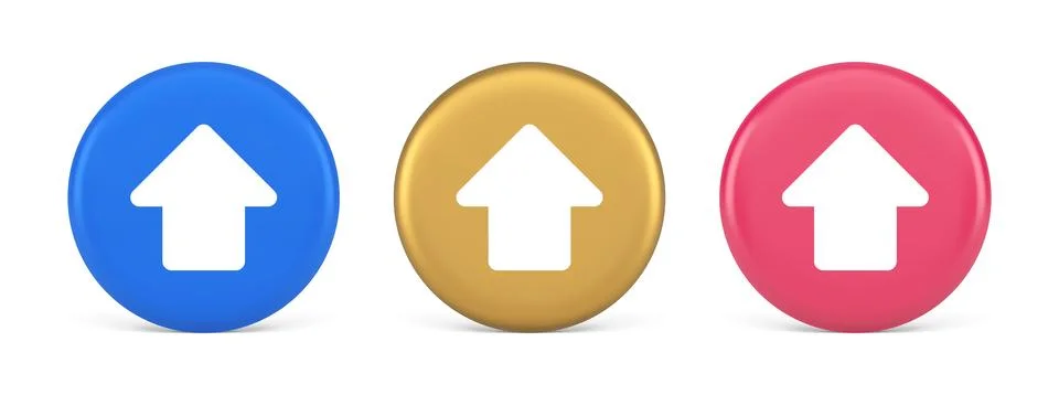 Arrow up button directional pointer cyberspace cursor 3d realistic circle ico Stockillustratie