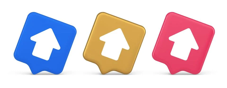 Arrow up button directional pointer cyberspace cursor 3d realistic speech b.. Stock Illustration