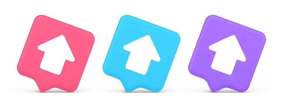 Arrow up button directional pointer cyberspace cursor 3d realistic speech b.. Stockillustratie