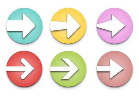 Arrow button icon set. Arrow icons on circle button. Vector illustration. Stock Illustration