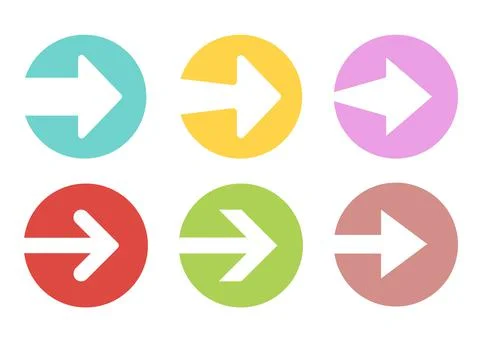 Arrow button icon set. Arrow icons on circle button. Vector illustration. Stock Illustration