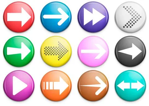 Arrow button icon set. Arrow icons on circle button. Vector illustration. Stock Illustration