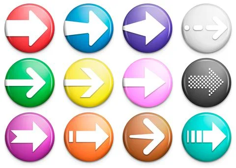 Arrow button icon set. Arrow icons on circle button. Vector illustration. Stock Illustration
