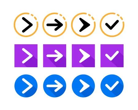 Arrow button icon set Stock Illustration