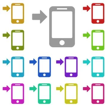 Arrow button phone icon in multi color. Simple glyph vector of Technology set Stock Illustration