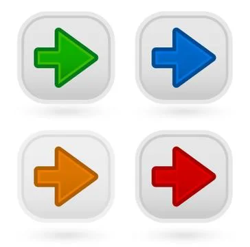 Arrow buttons in 4 colors Stock Illustration
