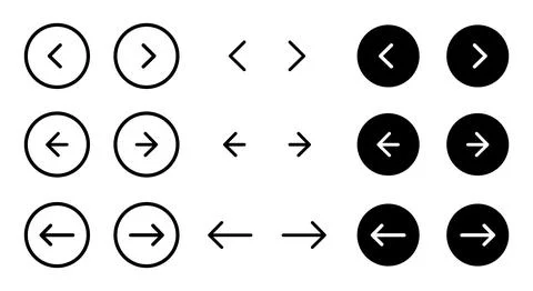 Arrow buttons icon set. Website slider navigation symbols. Next and previou.. Stock Illustration