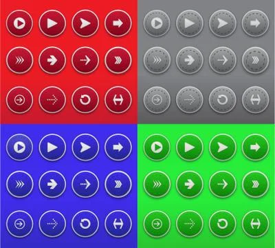 Arrow buttons red collections Stock Illustration