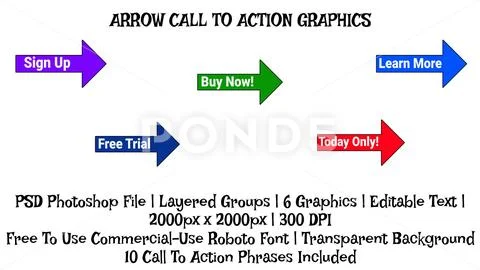 Arrow Call To Action Button, Video Creator Graphic Icon, Influencer Template Template PSD