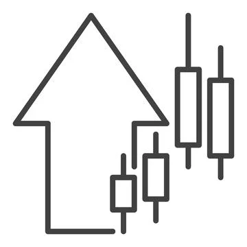Arrow with Candle Graph vector Candlestick Chart thin line icon or design e.. イラスト素材