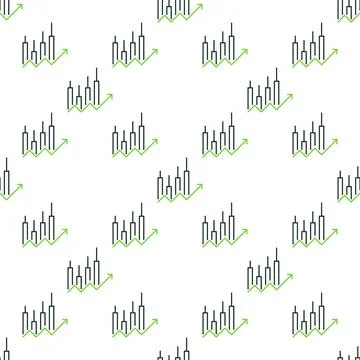 Arrow Candlestick Chart vector Investment colored seamless pattern Stock Illustration