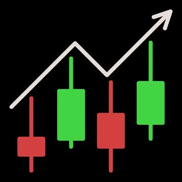Arrow with Candlestick Chart vector Technical Analysis colored icon or desi.. Stock Illustration