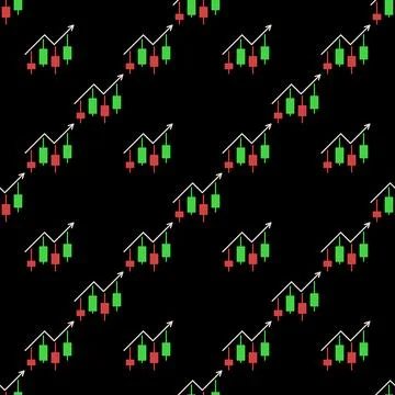 Arrow with Candlestick Chart vector Technical Analysis colored seamless patte Illustrazione stock