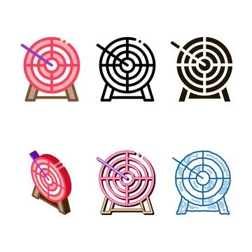 Arrow in center of target icon range thin line vector Stock Illustration
