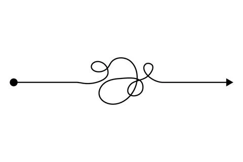 Arrow chaos mindset mess. Doodle knot line concept with freehand scrawl sketch Stock Illustration