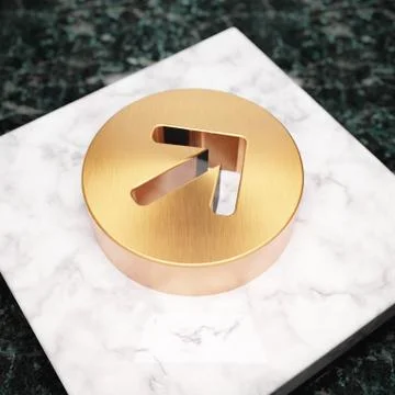 Arrow Circle Right icon. Bronze Arrow Circle Right symbol on white marble pod イラスト素材