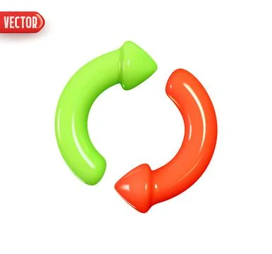 Arrow circle round red and green color. Realistic 3d design In plastic cartoo Stock-Illustration