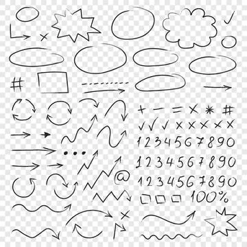 Arrow circles and abstract doodle icon in hand drawn style. Number vector i.. Stock Illustration