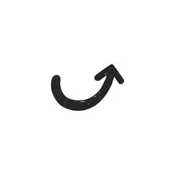 Arrow circling counterclockwise vector icon. Black pointer curve, looking up Stock Illustration