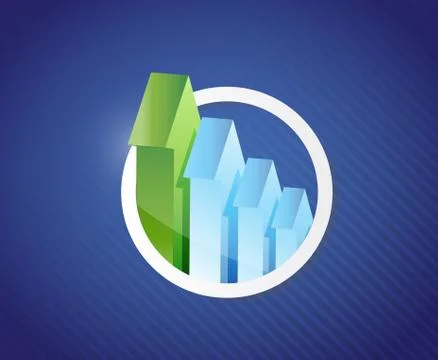 Arrow circular graph illustration design over a blue background Ilustración de archivo