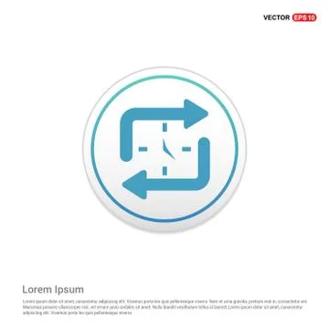 Arrow Clock Icon - white circle button Stock Illustration