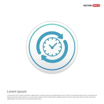 Arrow Clock Icon - white circle button Illustrazione stock