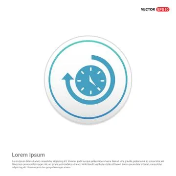 Arrow Clock Icon - white circle button Illustrazione stock
