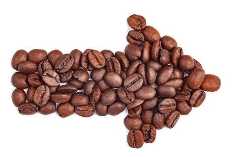 Arrow of coffee beans Stock Photos