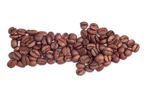 Arrow of coffee beans Stock Photos