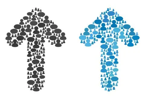 Arrow Up Collage Icons of Message Clouds and People Stock Illustration