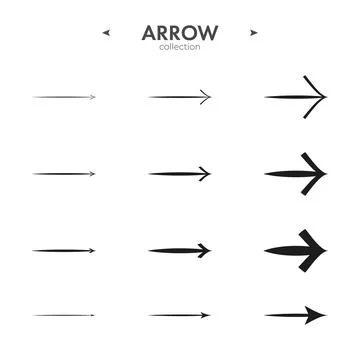 Arrow collection. Arrow vector icon set. Arrow basic UI elements. Web symbols Stock Illustration