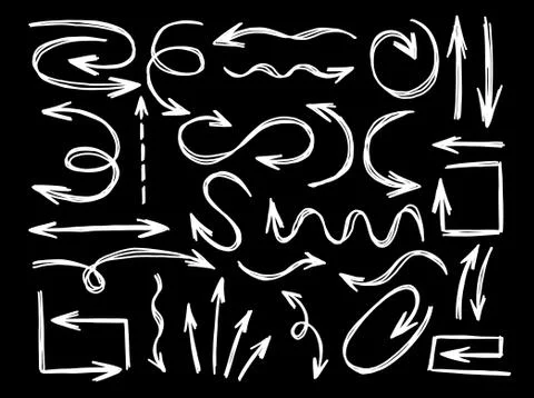 Arrow collection hand drawn style. Drawing line element design. Stock Illustration