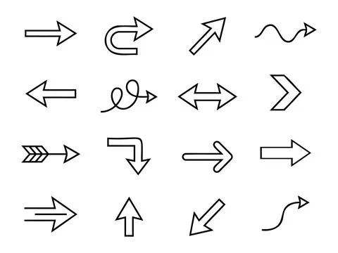 Arrow collection line art vector illustration signs 스톡 일러스트