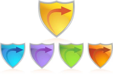 Arrow color chrome shield set Stock Illustration