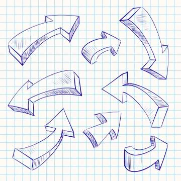 Arrow color sketchy design elements set 스톡 일러스트