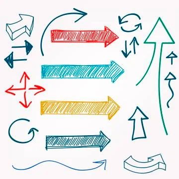 Arrow color sketchy design elements set Illustrazione stock
