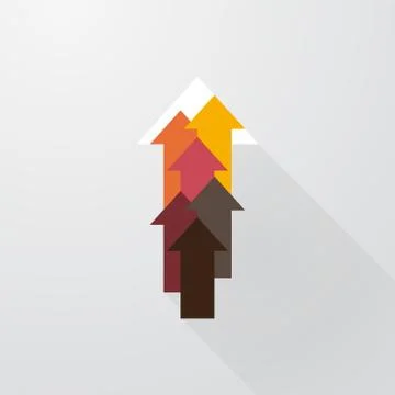 Arrow composed of smaller colored arrows with long shadows Stock Illustration