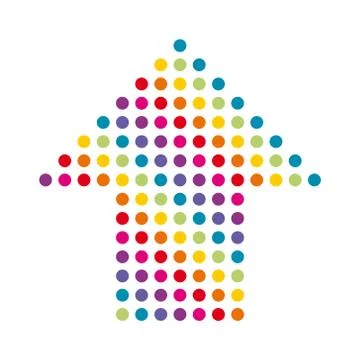 Arrow composition of colored dots Illustrazione stock