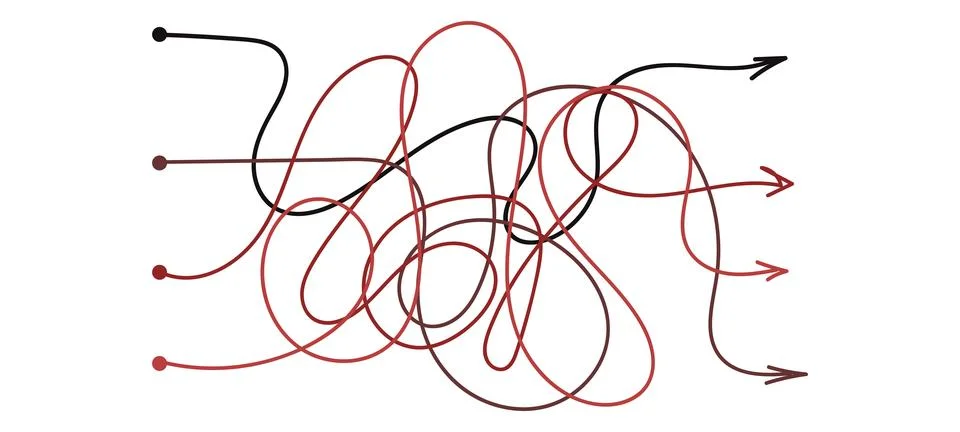 Arrow confused line set. Path line thread. Vector isolated illustration イラスト素材