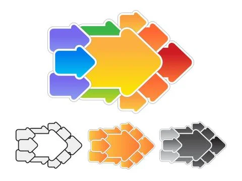 Arrow consisting of arrows. Vector concept illustration. Stock Illustration