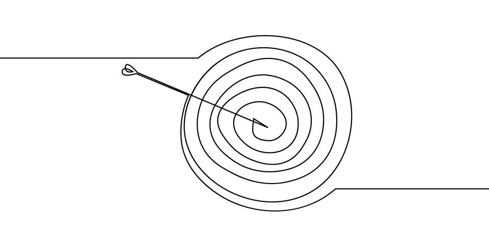 Arrow continuous line art one up drawing target direction icon down. Continuous Stock Illustration
