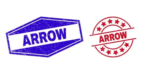 ARROW Corroded Watermarks in Circle and Hexagon Forms Illustrazione stock