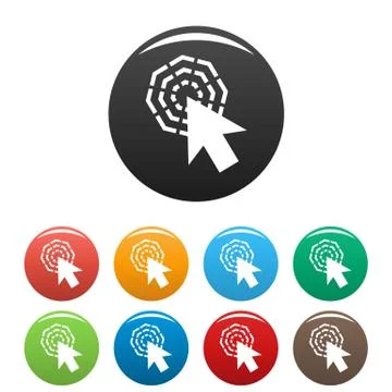 Arrow cursor click icons set color Stock-Illustration