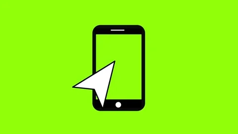 Arrow Cursor Click on Mobile Phone Icon Animation on green Background. chro.. Stock Footage 304774004