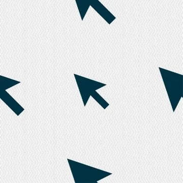 Arrow cursor, computer mouse icon sign. Seamless pattern with geometric textu Stock Illustration