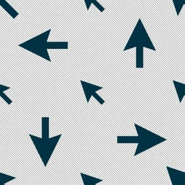 Arrow cursor, computer mouse icon sign. Seamless pattern with geometric textu Stock Illustration