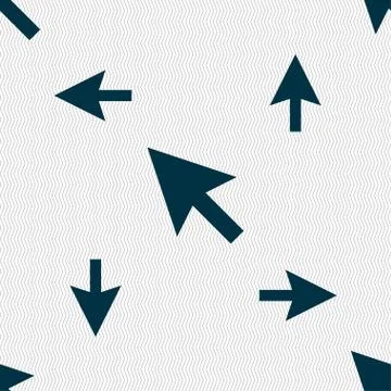 Arrow cursor, computer mouse icon sign. Seamless pattern with geometric textu Illustrazione stock