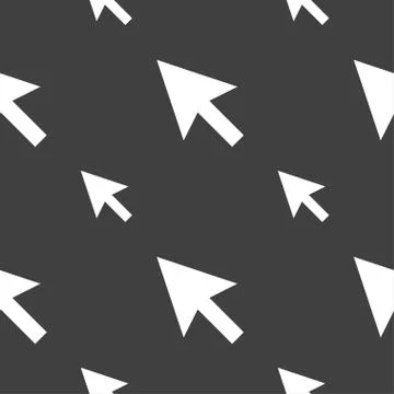 Arrow cursor, computer mouse icon sign. Seamless pattern on a gray background Stock Illustration