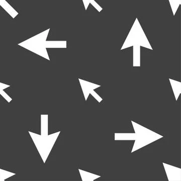 Arrow cursor, computer mouse icon sign. Seamless pattern on a gray background Illustrazione stock