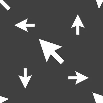 Arrow cursor, computer mouse icon sign. Seamless pattern on a gray background Stockillustratie